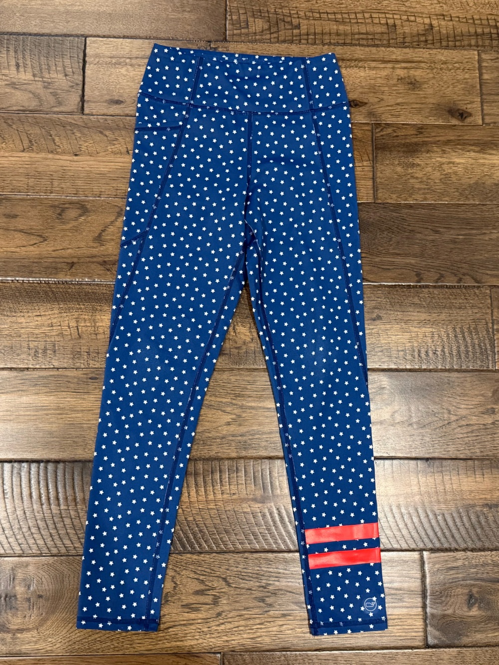 Vineyard Vines Patriotic Navy Blue with White Stars Performance Leggings, M